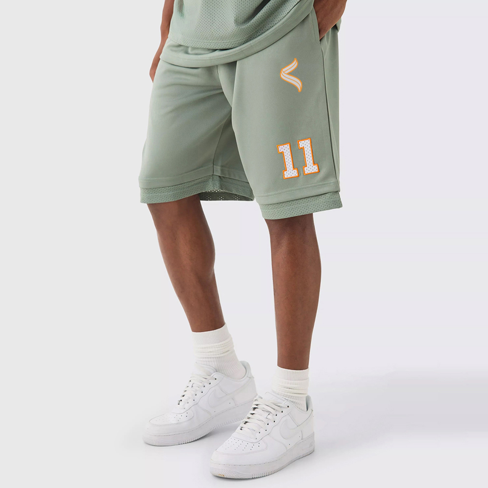 Loose Fit BHM Satin Mesh Long Length Basketball Shorts