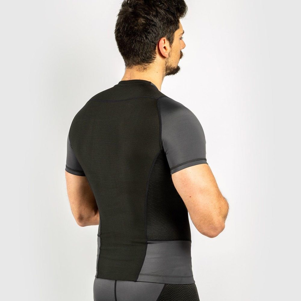 Rash Guard Fit Compression Shirt Grey Black - Image 2