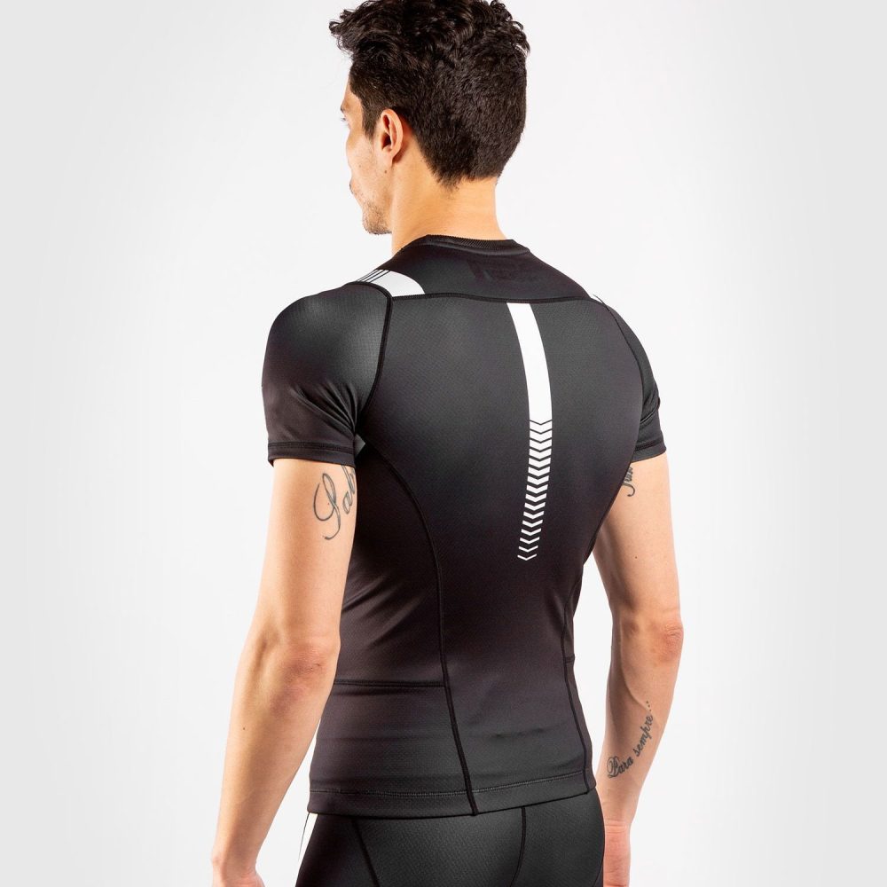 Short Sleeves Rash Guard Black White - Image 2